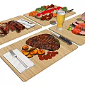 Grilled Steak Roasted Meat Sliced Ham With Vegetable Platter And Beer On Wooden Boards