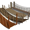Various Wooden Rope Bridge Designs With Rope Railings And Wooden Planks