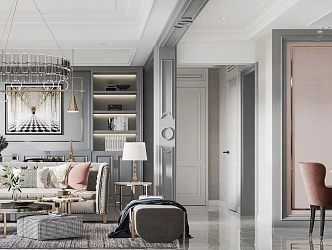Simple Beauty Light Luxury Living Room Dining Room 3d model