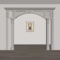Elegant White Decorative Archway With Columns And Wall Art In Interior Space 3d model