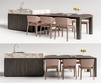 Modern Dining Table and Chair Combination Bar Chair Combination Dining Table Bar Combination 3d model