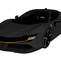 Black Ferrari Sporty Supercar With Sleek Exterior Design And Yellow Accents