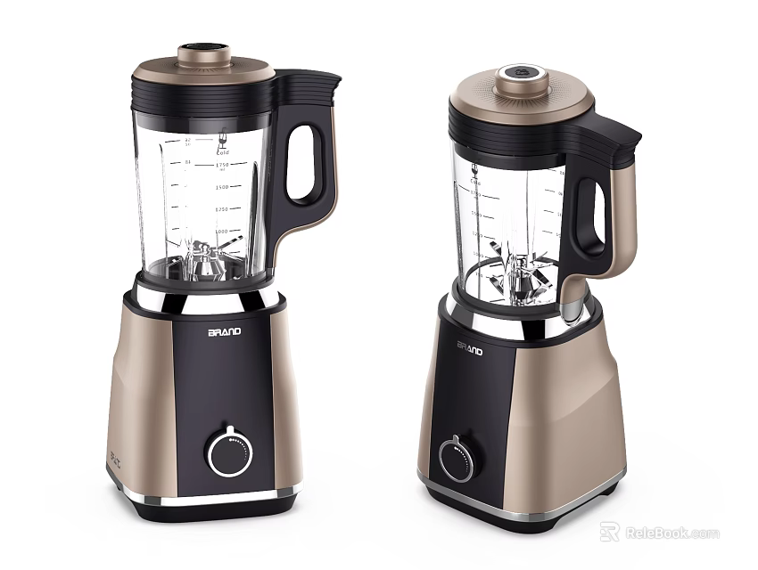 Modern Kitchen Appliances Two Blenders With Transparent Jars Black Bases Handles 3d model 