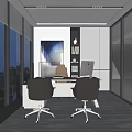 Modern Office Interior Design With Large Windows Desk Chairs And Glass Partitions