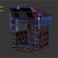 Traditional Red Wooden Commercial Equipment With Carved Patterns Tassel Decorations And Ornate Canopy