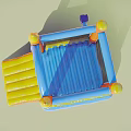 Inflatable Kids Sports Play Equipment with Blue Yellow Orange Slide and Safety Net