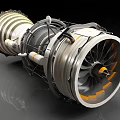 Advanced Industrial Aircraft Engine with Turbine Fan Blades and Metal Casing Structure