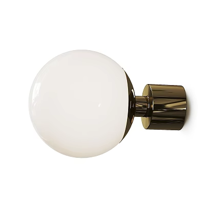 Modern White Globe Wall Light With Brass Base For Interior Decor 3d model