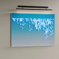 Wall Mounted Display With Blue Gradient Background And White 3D Cubes Design 3d model