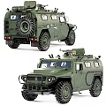 Green Military Vehicles With Spare Tire And Weapon Mounts