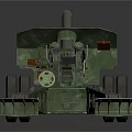 Vintage Green Military Artillery Gun With Long Barrel And Wheel Base