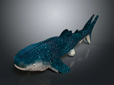 Whale Shark Plush Toy With Blue Body And White Spots On Dark Background 3d model