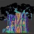 Enchanting Treehouse Design With Large Tree Roots Staircase Slide And Green Leaves