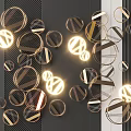 Modern Circular Illuminated Wall Decor with Dark and Light Striped Background 3d model