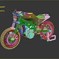 Modern Gray Motorcycle Featuring Green Accents Number 17 Black Seat Silver Wheels