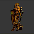 Household Storage Box And Green Spherical Item Held By Orange Armored Figure