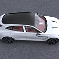 Aston Martin White SUV With Black Roof Sleek Design Black Grille And Green License Plate