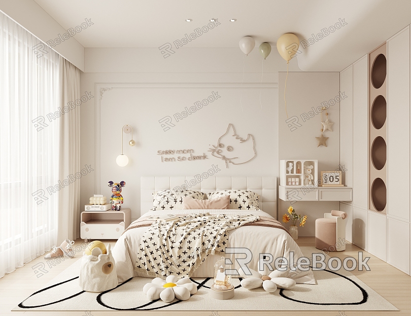 Cream Style Children's Bedroom Daughter Room Children's Room Princess Room Pink model