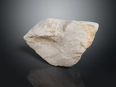 Natural White Stone Piece Featuring Smooth Surface And Natural Texture On Black Background 3d model