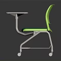 Modern Dining Table Set With Green Chair White Tabletop Metal Frame And Rolling Wheels