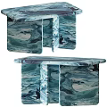 Modern Blue And White Marble Console Table With Unique Pattern And Sleek Design 3d model