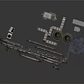 Industrial Mechanical Equipment With Metal Structure Pipes Gauges Radiators And Speakers