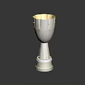 Shiny Silver Trophy With Golden Interior And Decorative Base On Reflective Black Surface 3d model