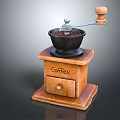 Coffee Grinder with Wooden Base and Handle Coffee Text Black Grinding Bowl Essential Kitchen Appliance