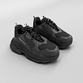 Stylish Black Chunky Sneakers With Modern Design 3d model