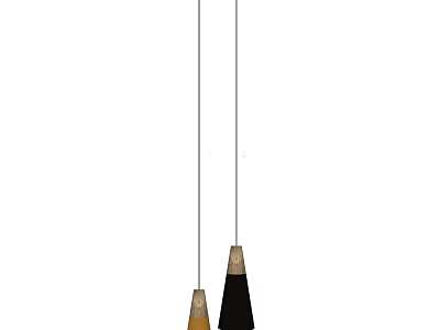 Minimalist Pendant Lights With Conical Shades In Black And Brown Tones 3d model