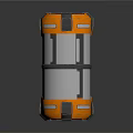 Modern Orange Cylindrical Daily Household Appliance With Black Borders Colorful Stripes And Reflective Surface