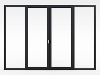 Modern Black Frame Glass Door Locker Cabinet With Four Clear Glass Panels 3d model