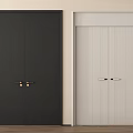 Modern Minimalist Double Doors In Black And Light Gray With Smooth Panels And Metal Handles