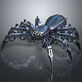 Mechanical Spider With Metallic Body Glowing Eyes And Intricate Legs Design