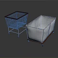 Metal Shopping Cart And Storage Trolley With Wooden Borders And White Fabric Cover