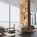 Elegant Light Luxury Sofa And Coffee Table Combination For Bright Spacious Panoramic View Living Room