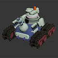Electric Toy Robot Blue White with Tracks Orange Top Red Wheels for Kids Play