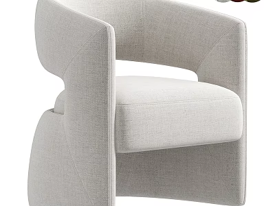Modern Single Sofa With Curved Armrest And Light Gray Fabric Upholstery For Living Room 3d model