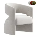 Modern Single Sofa With Curved Armrest And Light Gray Fabric Upholstery For Living Room