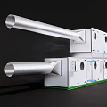 Industrial Control Equipment with Multiple White Enclosures Long Pipes and Circular Ports