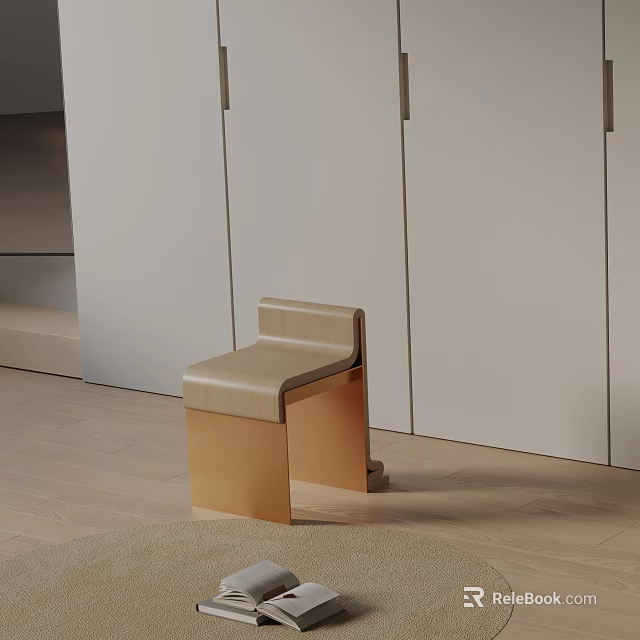Modern Minimalist Side Table With Beige Leather Top And Metal Frame In Living Space 3d model 