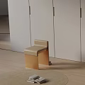 Modern Minimalist Side Table With Beige Leather Top And Metal Frame In Living Space