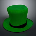 Stylish Green Velvet Top Hat With Black Band For Daily Use And Fashion Accessory