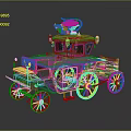 Vintage Wooden Carriage With Green Roof Decorative Top Seat And Wooden Wheels
