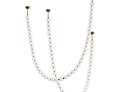 Elegant White Beaded Chandelier With Brass Accents Hanging For Home Decor 3d model
