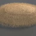 Light Brown Fuzzy Oval Shaped Grass Cluster On Gray Background Surface 3d model