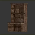 Classic Wooden Bookshelf With Multiple Arched Compartments And Open Shelf Design