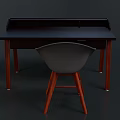 Dark Colored Desk With Gray Chair And Wooden Legs Home Office Furniture