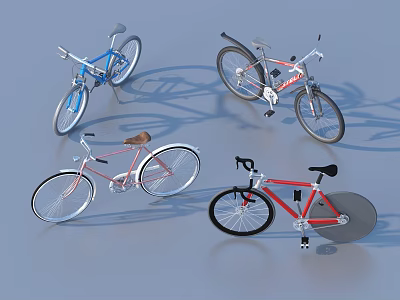 Assorted Bicycles with Classic and Modern Design Elements and Colorful Frames 3d model