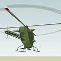 Green Helicopter with Rotors Fuselage Landing Gear and Exterior Design Details